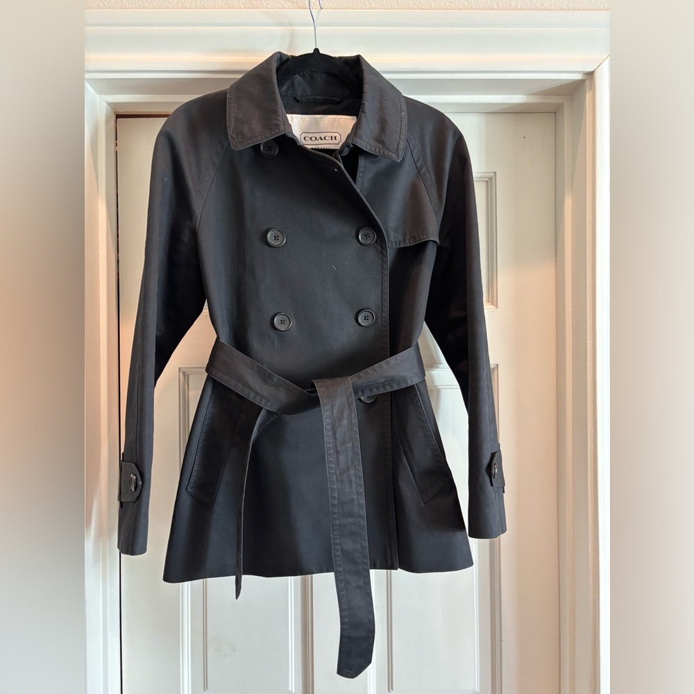 Coach black double-breasted peacoat